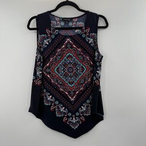 3For$20 Roz & Ali Women's Navy and Red Patterned Tank Top size: PM